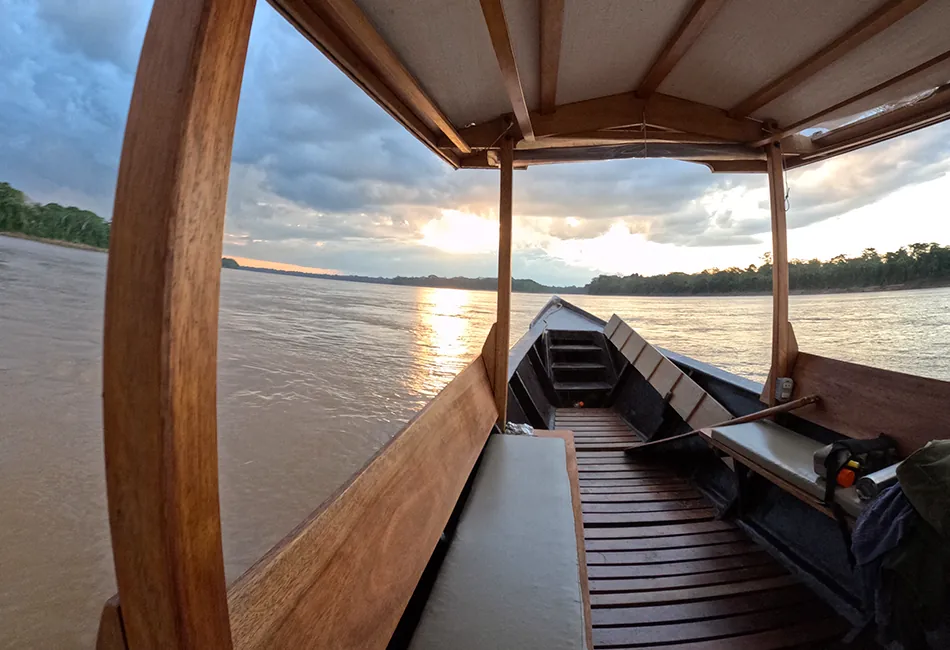 View of the sunset at Tambopata