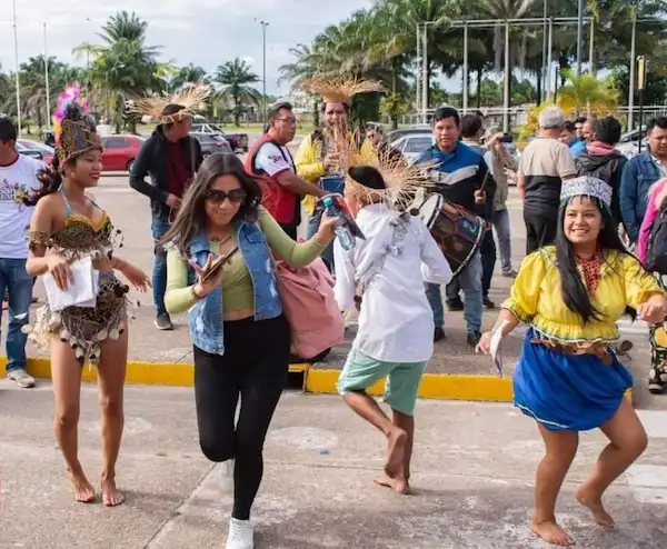 tourist dancing at the festival of san juan