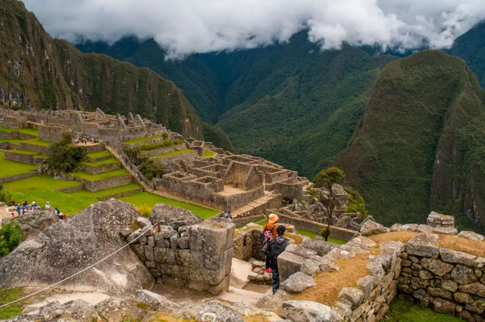 tourist seeing landscape in machu picchu