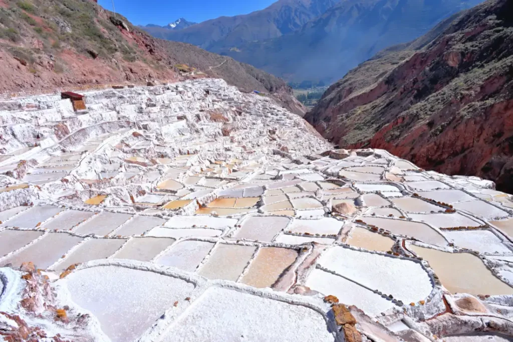 aerial view of the famous Maras salt mines